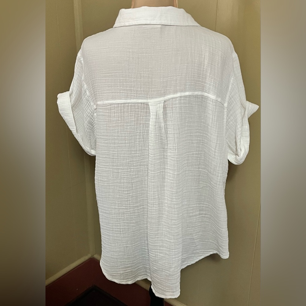 a.n.a Off-White NWT Casual Cotton Boho Button-Up Shirt XL Lightweight Cottage - Picture 11 of 13
